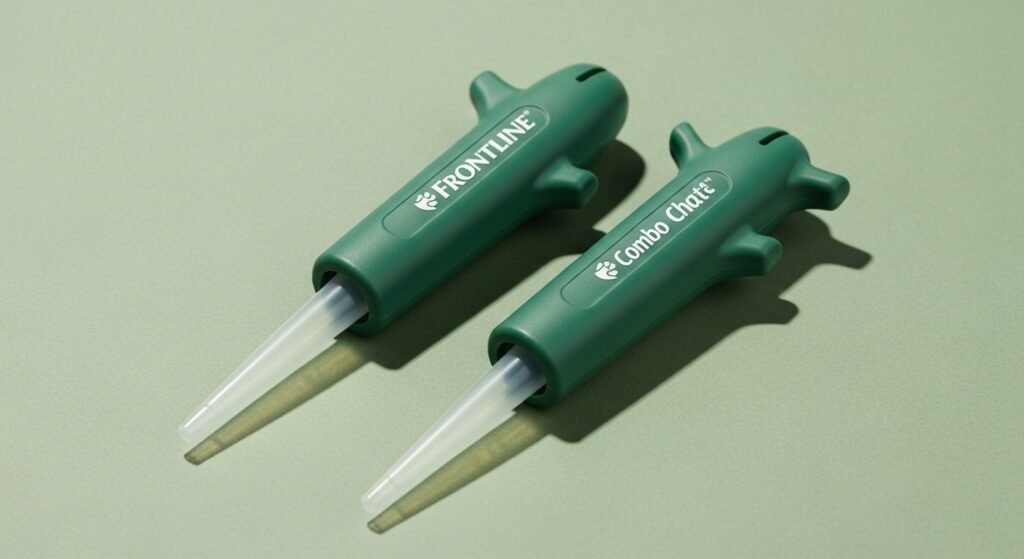 FRONTLINE Combo Cat pipettes on a soft green natural-themed background