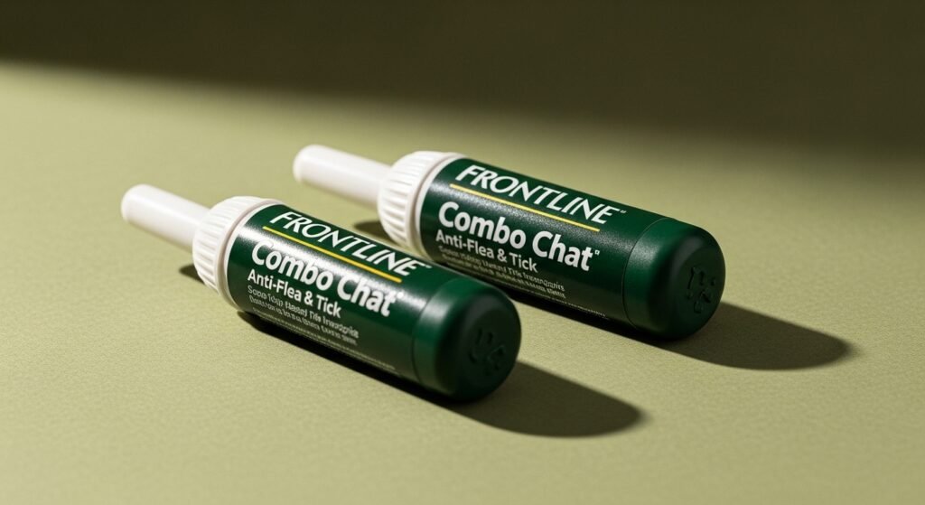 FRONTLINE Combo Chat anti-flea and tick pipettes on a natural green background