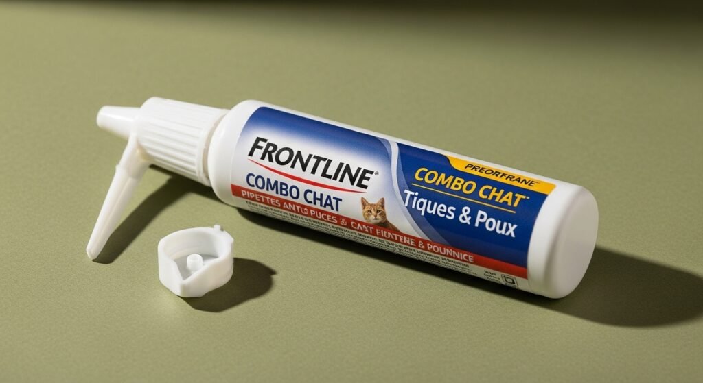 FRONTLINE Combo Chat Anti Puces Tiques Poux pipettes on earthy-toned background
