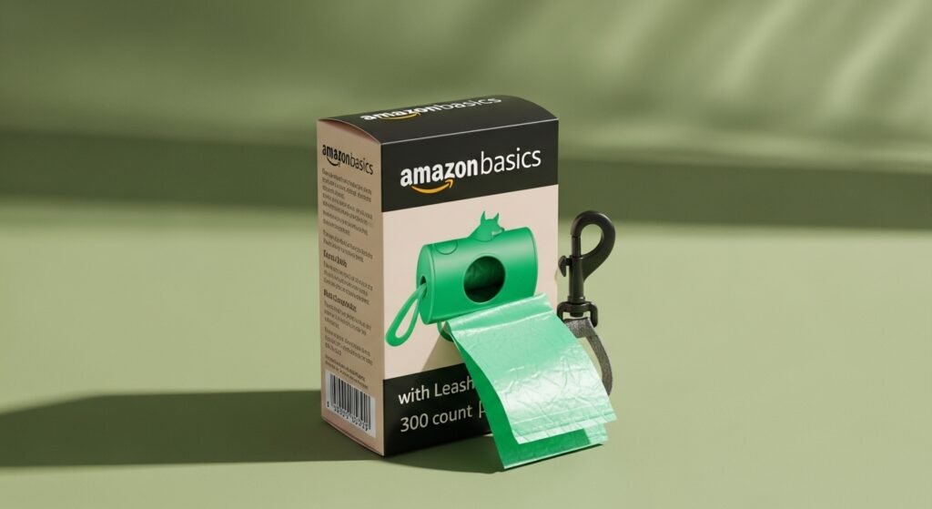 Amazon Basics dog waste bags with dispenser and leash clip, 300-count pack
