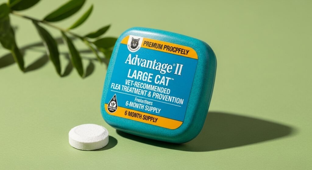 Advantage II Large Cat Flea Treatment on green background