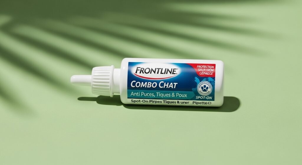 FRONTLINE Combo Chat Anti Puces Tiques Poux spot-on pipettes on natural green background