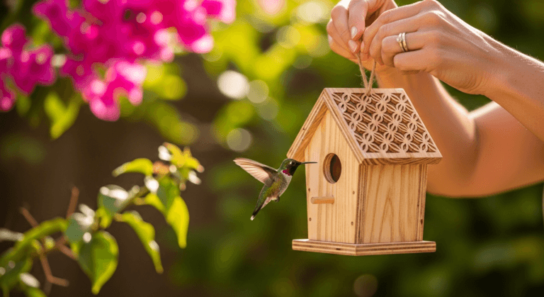 Birdhouses for eastern bluebirds elegantly displayed in a garden