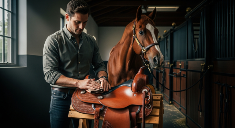 Bridle being cleaned with Leather Honey Leather Cleaner