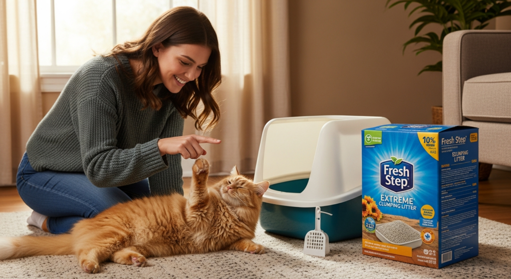 Young woman playing with a cat in a pet store near me